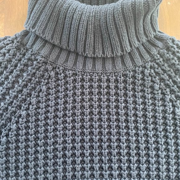 JCREW Chunky Knit Navy Poncho Sweater - Picture 3 of 6